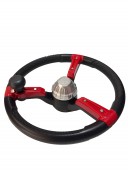Volan cu maner rosu-negru 390 MM/25 MM/ Z24 nuturi